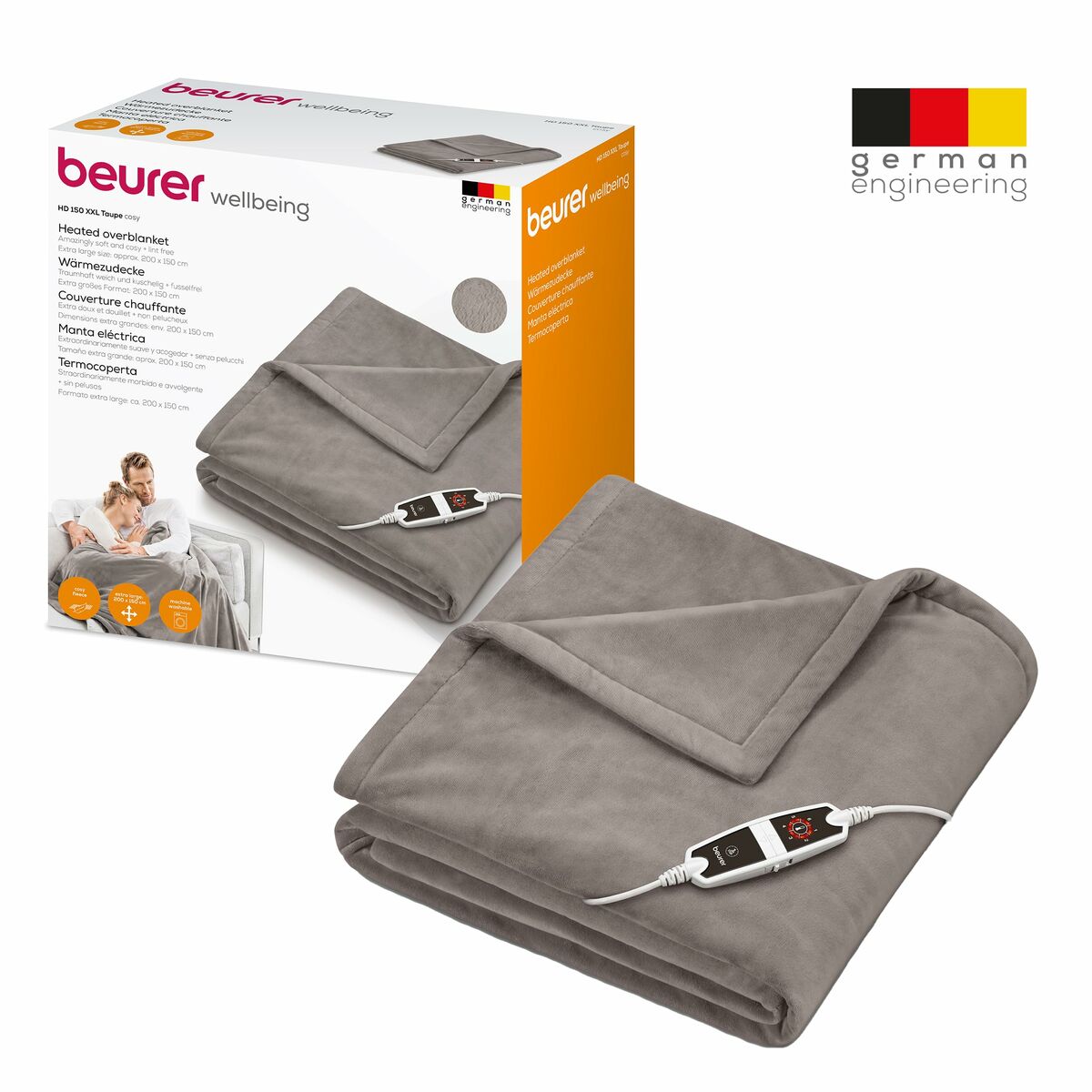 Beurer Electric Blanket Beurer Hd150Xxl 200 X 150 Cm Taupe Polyester