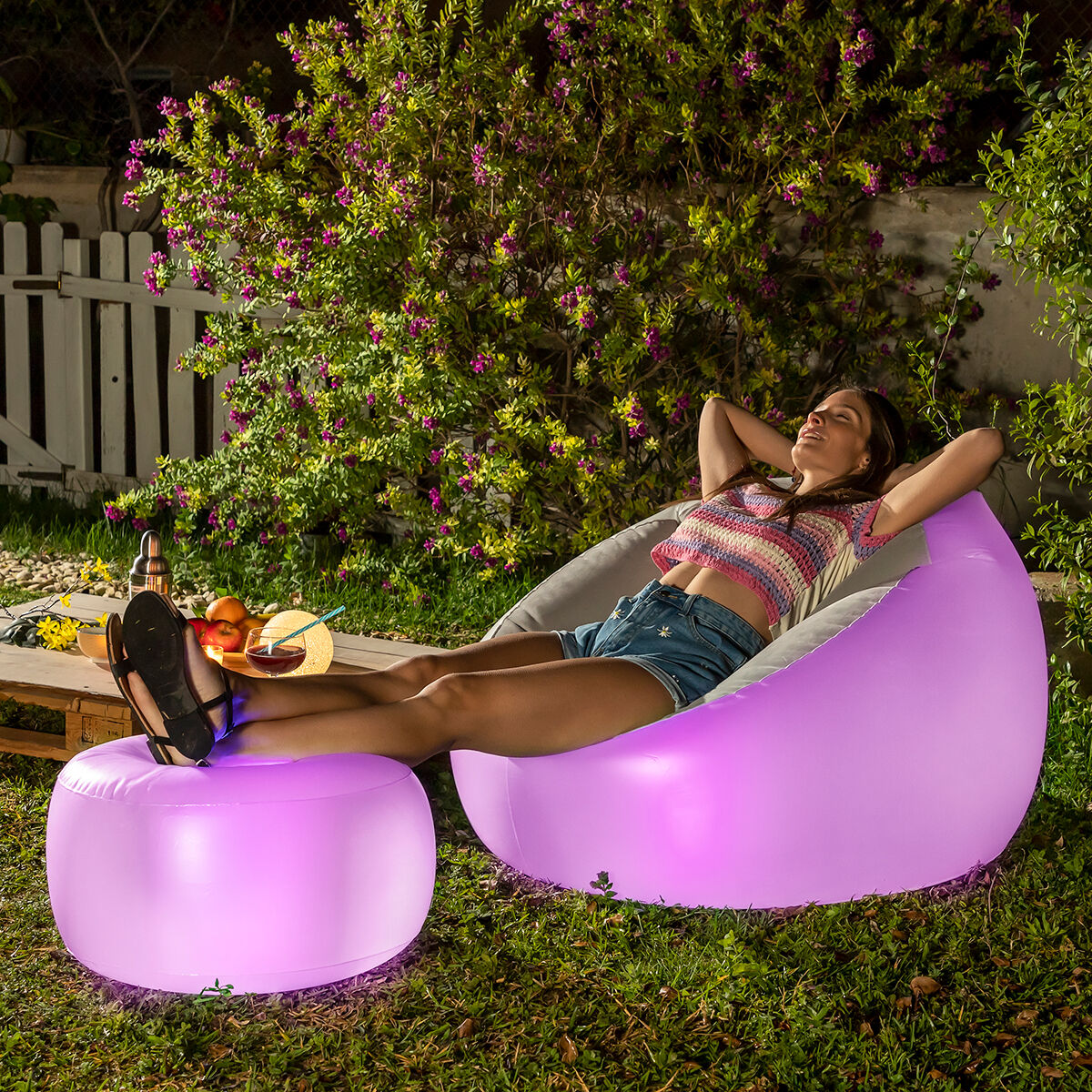 Innovagoods Inflatable Armchair With Multicoloured Led And Remote Control Chight Innovagoods