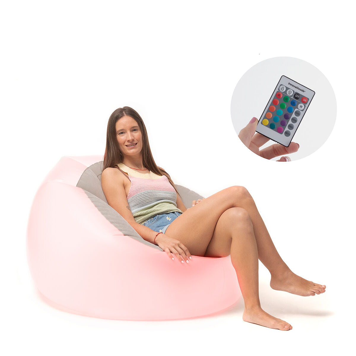 Innovagoods Inflatable Armchair With Multicoloured Led And Remote Control Chight Innovagoods