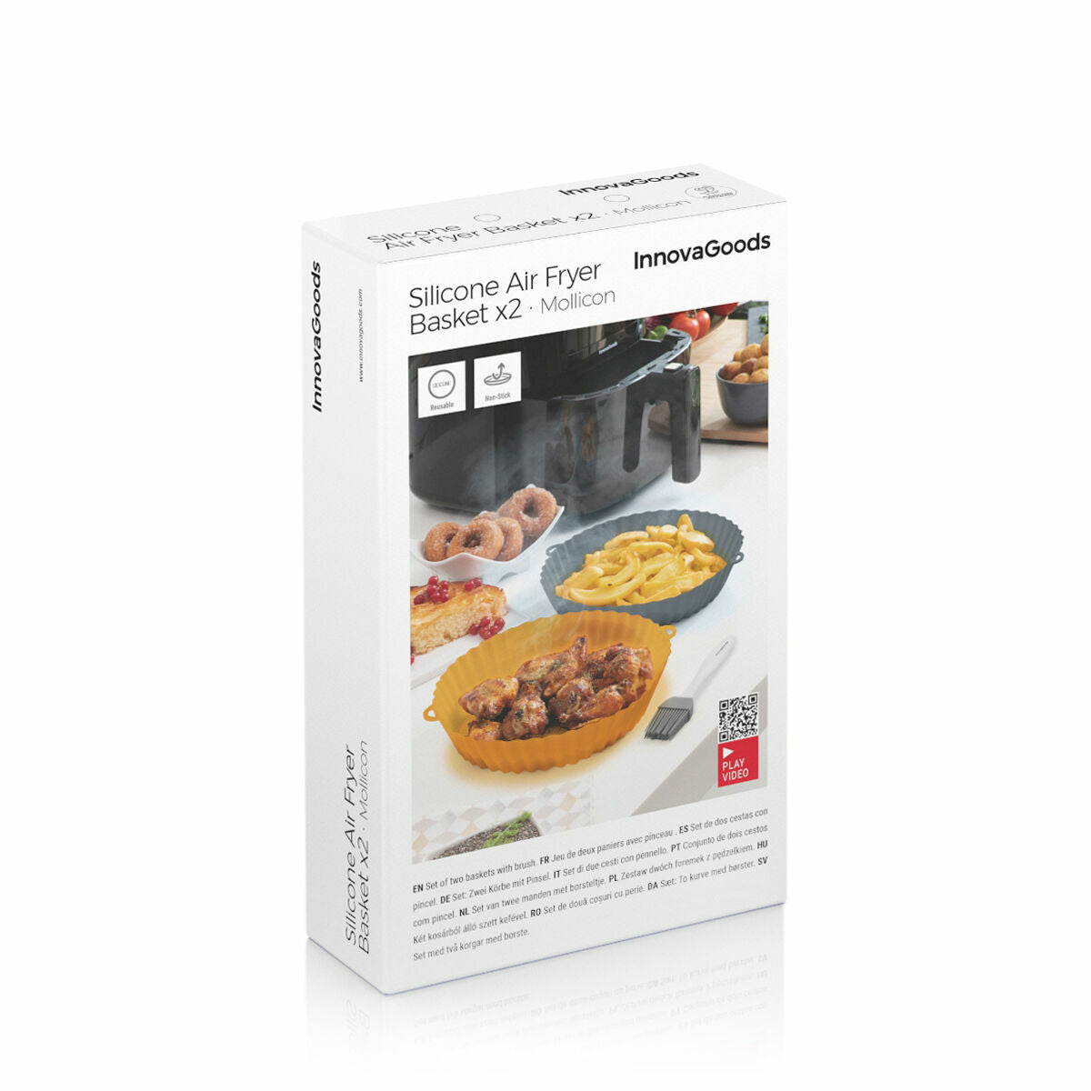 Innovagoods Silicone Baskets With Brush For Air Fryers Mollicon Innovagoods 2 Units