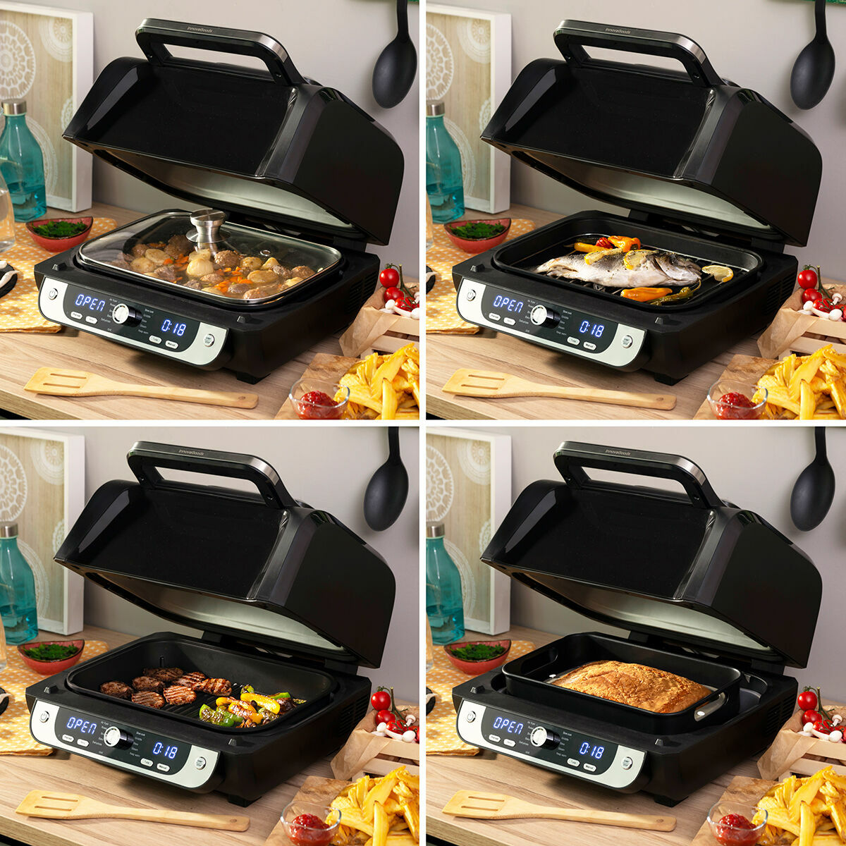 Innovagoods Air Fryer With Grill, Accessories And Recipe Book Innovagoods Fryinn 12-In-1 6000 Black Steel 3400 W 6 L