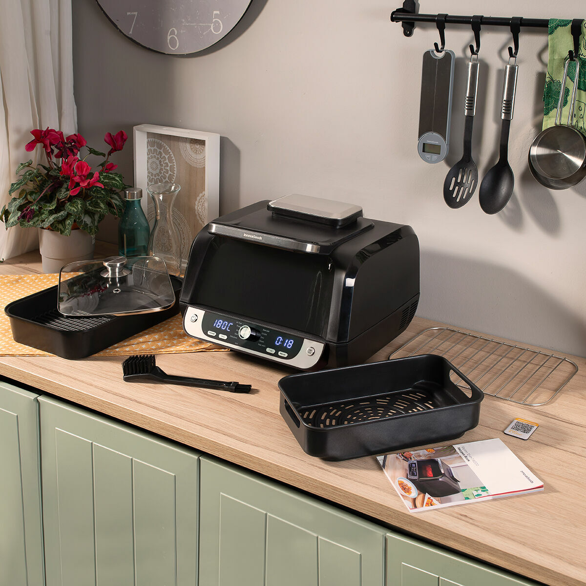 Innovagoods Air Fryer With Grill, Accessories And Recipe Book Innovagoods Fryinn 12-In-1 6000 Black Steel 3400 W 6 L