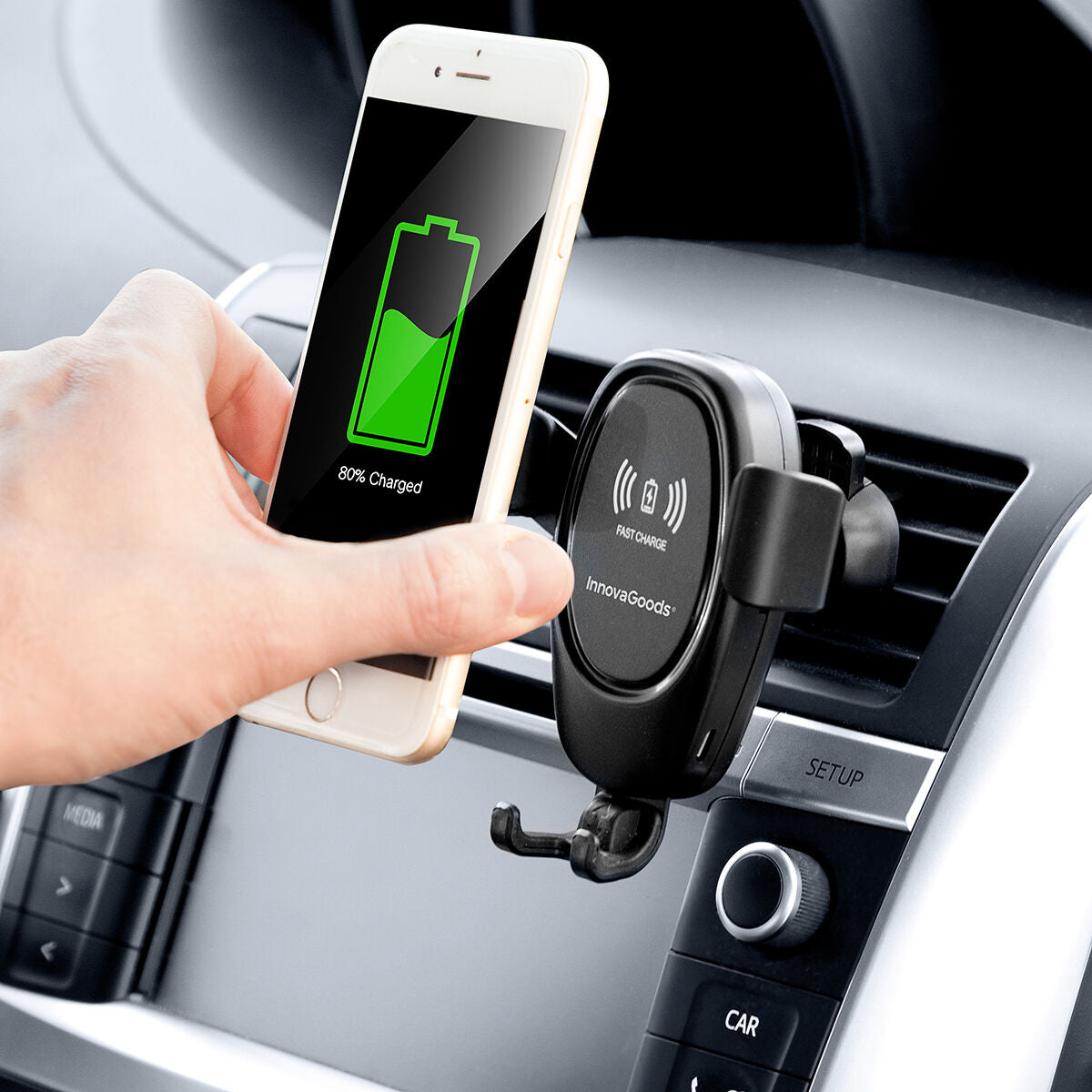 Innovagoods Mobile Phone Holder With Wireless Charger For Cars Wolder Innovagoods