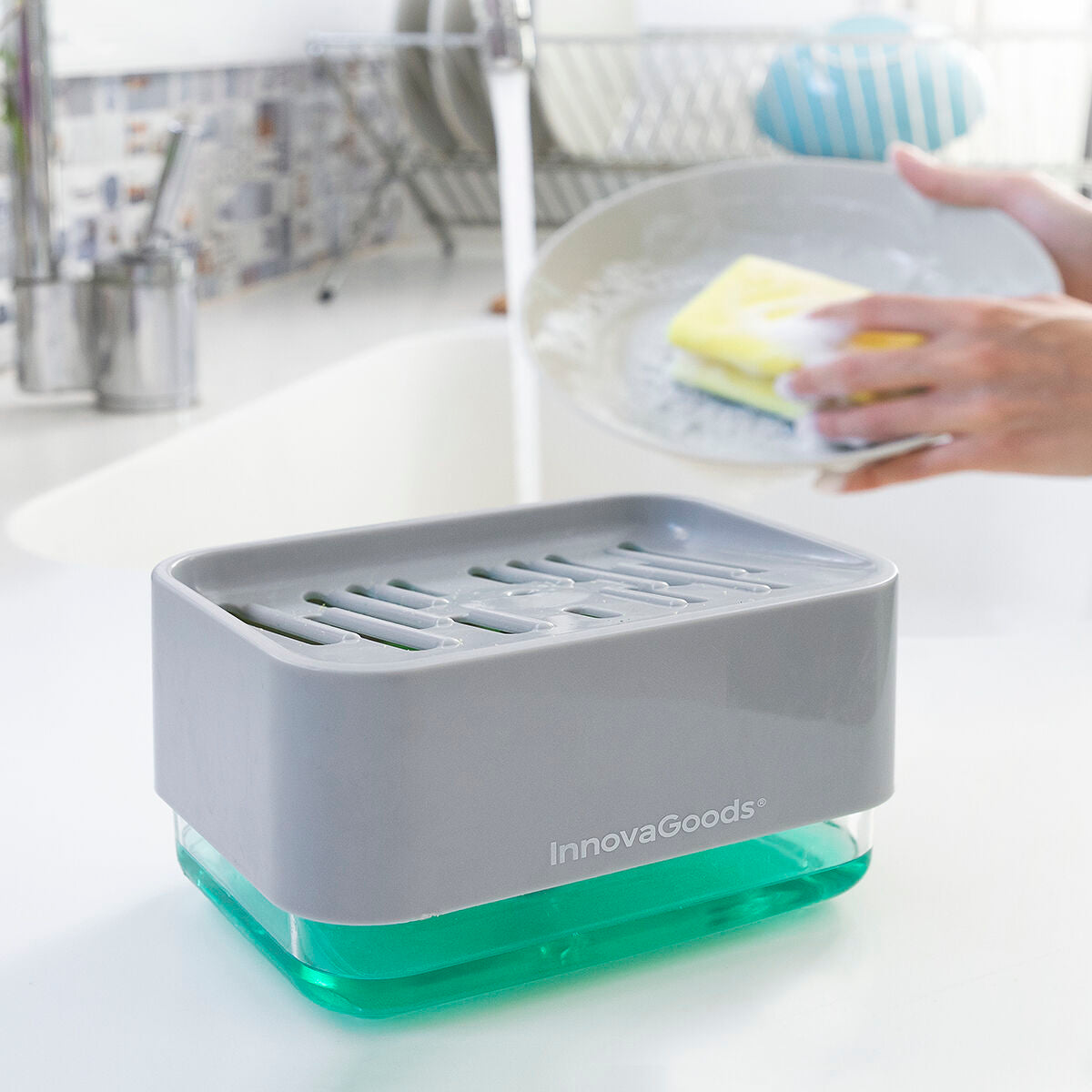 Innovagoods 2-In-1 Soap Dispenser For The Kitchen Sink Pushoap Innovagoods