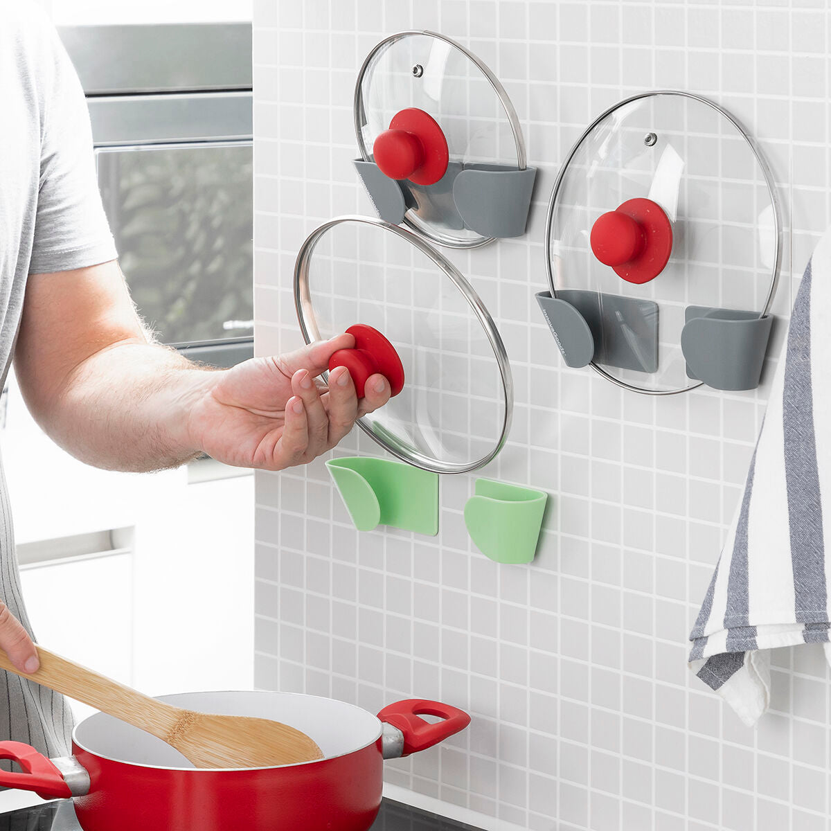 Innovagoods Set Of 3 Adhesive Holders For Saucepan Lids Smarack Innovagoods