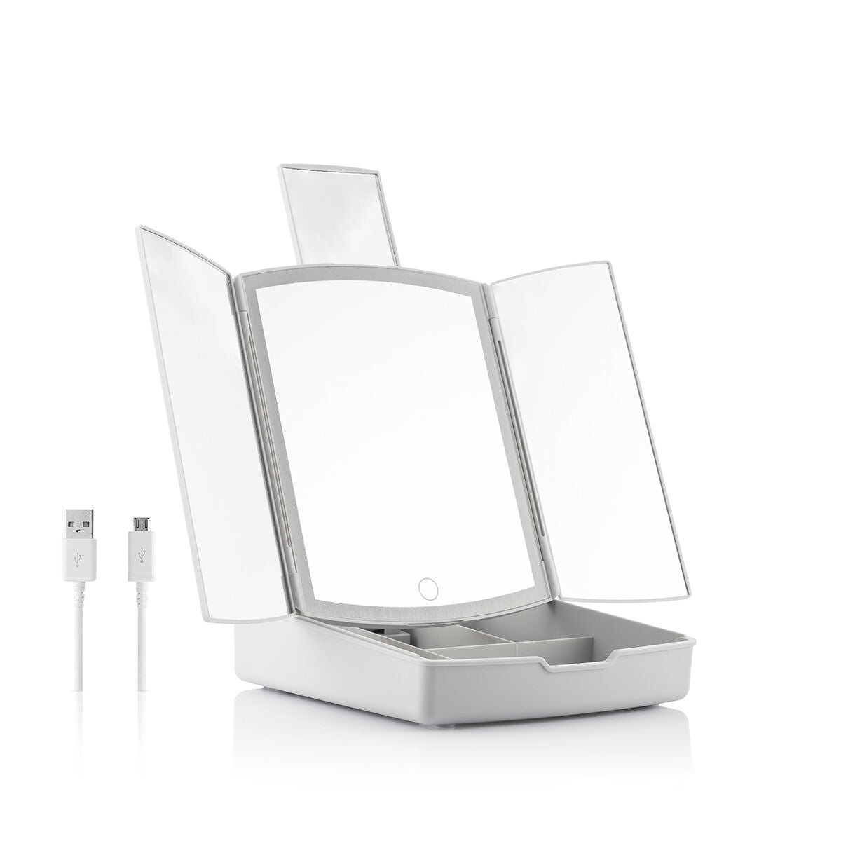 Innovagoods 3-In-1 Folding Led Mirror With Make-Up Organiser Panomir Innovagoods