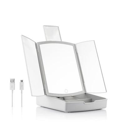 Innovagoods 3-In-1 Folding Led Mirror With Make-Up Organiser Panomir Innovagoods