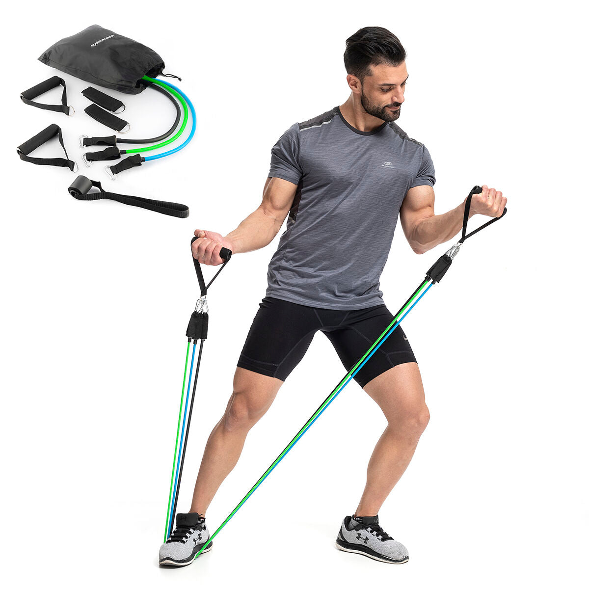 Innovagoods Set Of Resistance Bands With Accessories And Exercise Guide Tribainer Innovagoods 3 Units
