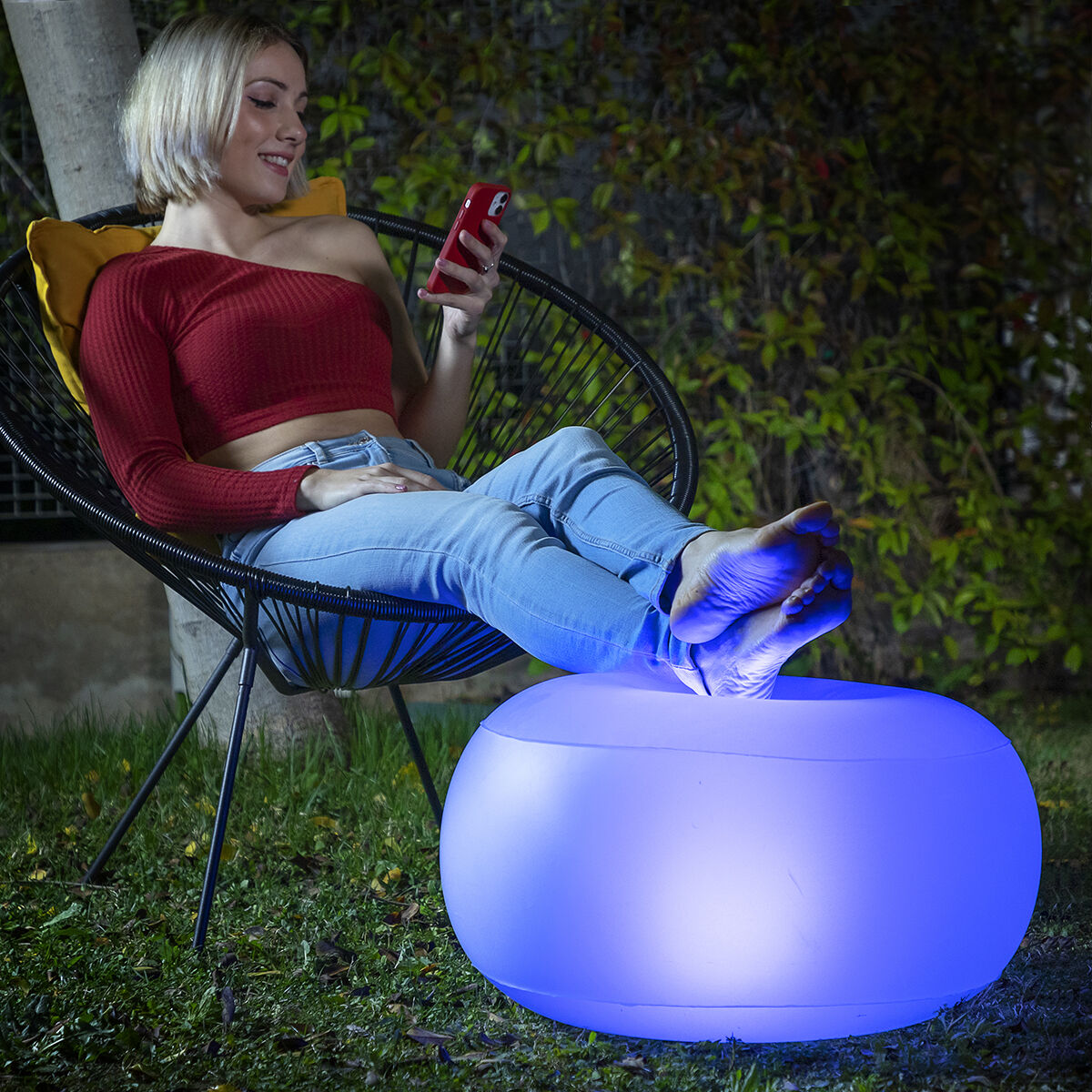 Innovagoods Inflatable Seat With Multicolour Led And Remote Control Pulight Innovagoods