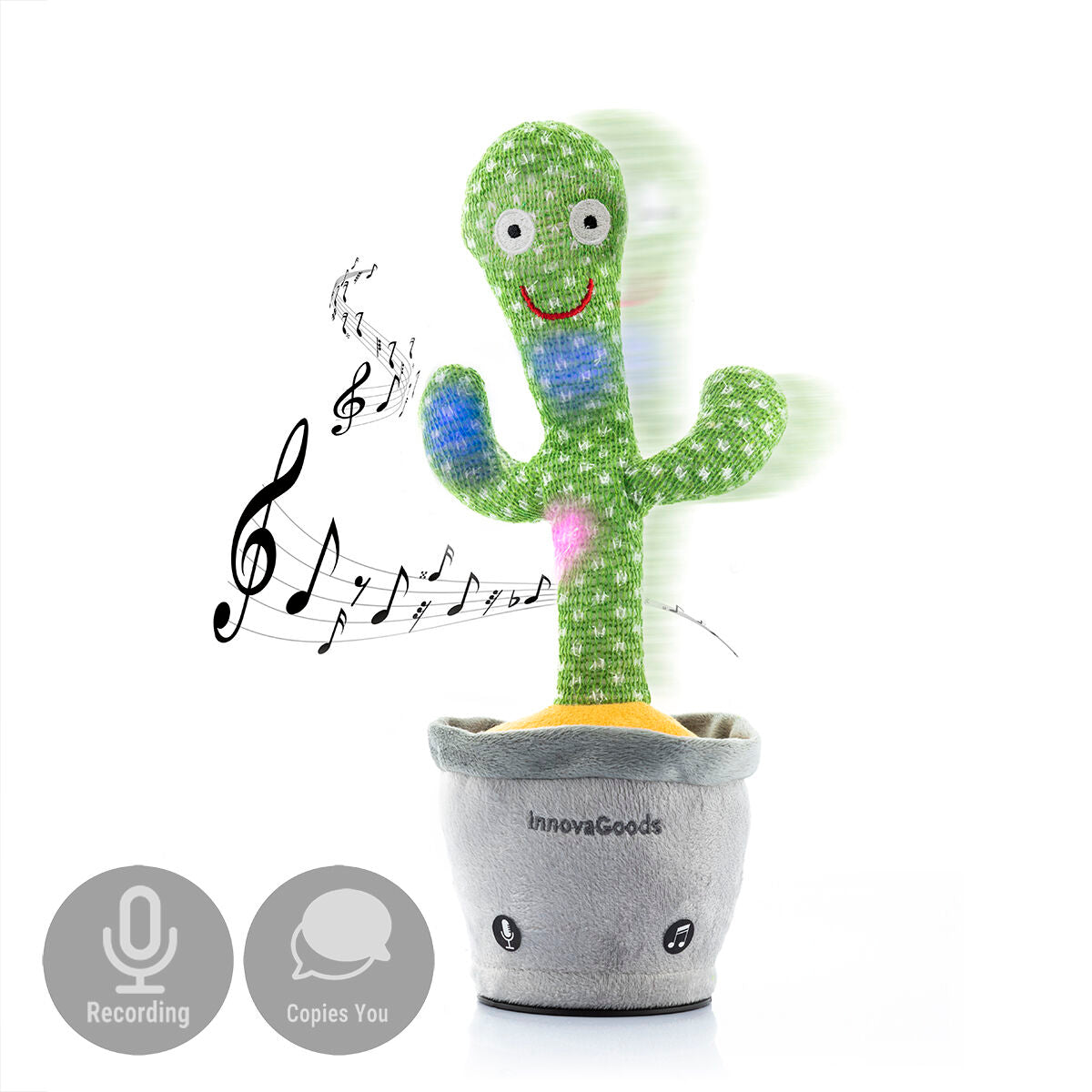 Innovagoods Rechargeable Dancing And Talking Cactus With Music And Multicoloured Led Cacxi Innovagoods