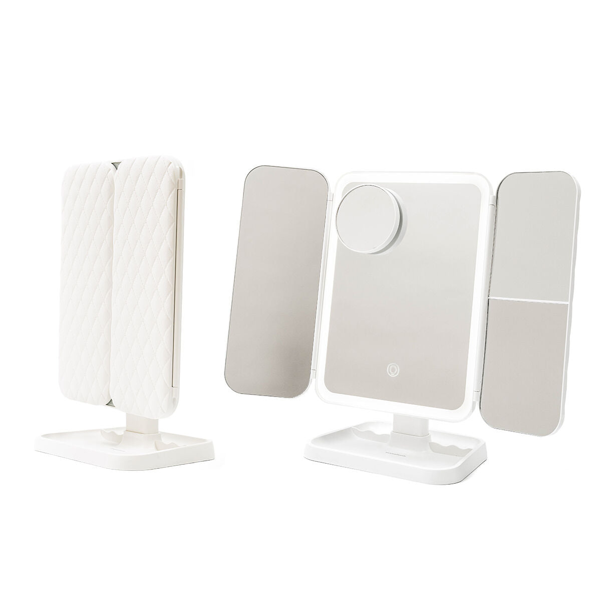 Innovagoods Rechargeable Triptych Makeup Mirror With Magnification And Led Light Miled Innovagoods